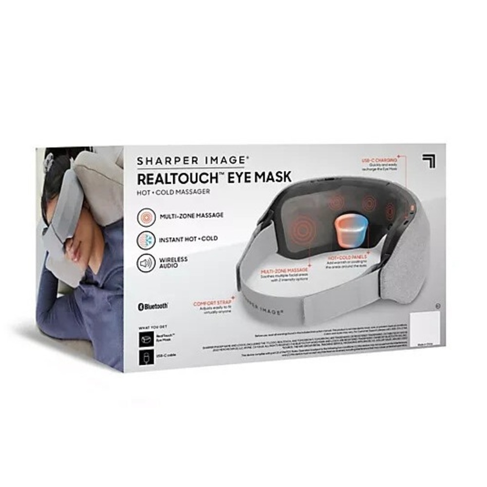 Sharper Image Realtouch Air Compression Massaging Eye Mask Hot & Cold Bluetooth - Picture 2 of 13